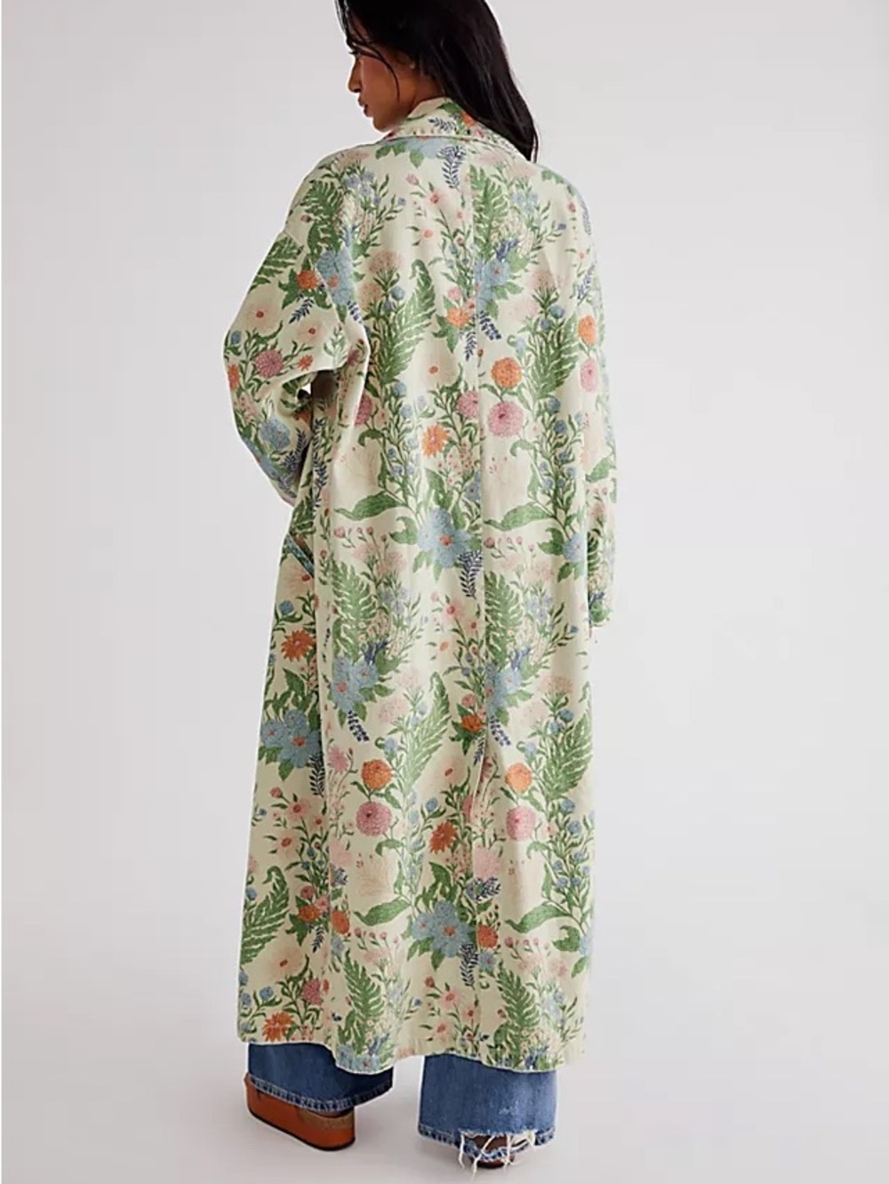 Wrangler X Free People Cream Floral Button-Up Jacket with Pink and Green Print - Picture 3 of 14